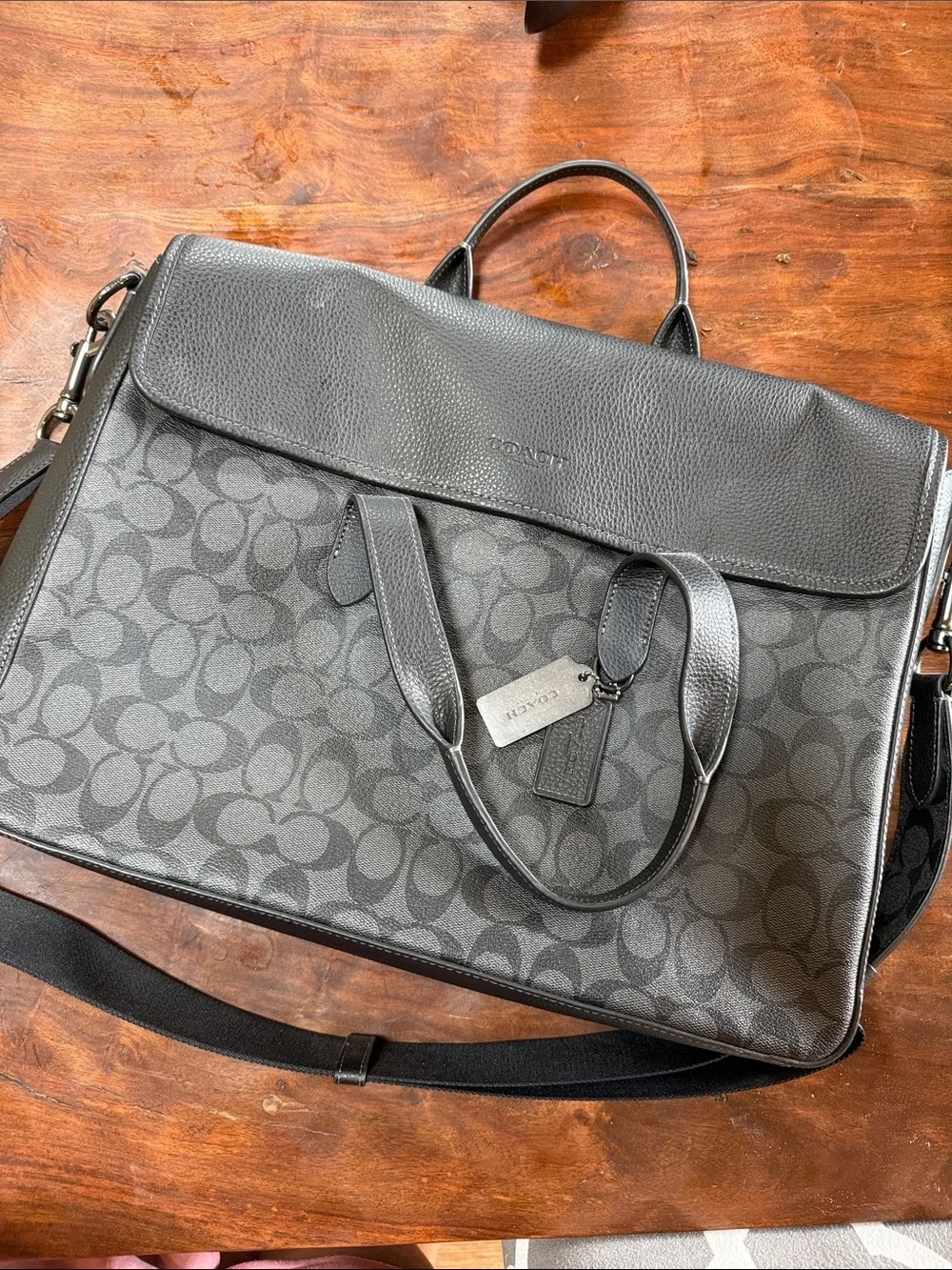 Coach Gray and Black Signature Briefcase